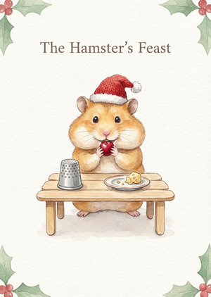 An exquisite, printable Christmas greeting card illustration... - 1