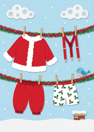 A whimsical and domestic Christmas scene, aspect ratio 1:1.4... - 1