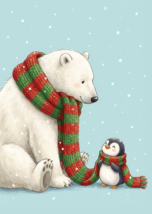 A heartwarming and whimsical Christmas card cover, aspect ra... - 1