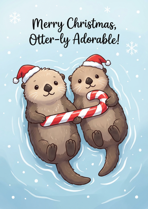 An adorable printable Christmas card design, aspect ratio 1:... - 1