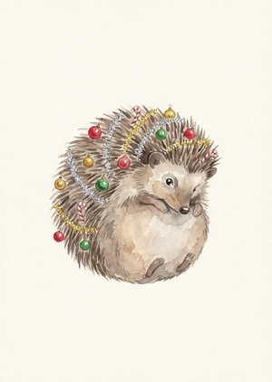 A whimsical printable Christmas card illustration, aspect ra... - 1