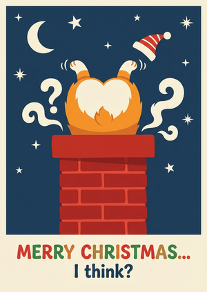 A humorous Christmas card illustration, flat graphic style, ... - 1