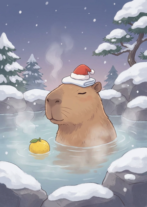 A relaxing and cute Christmas illustration, aspect ratio 1:1... - 1