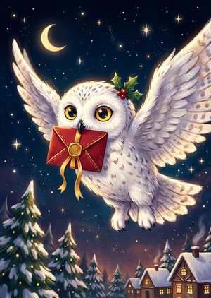 A magical Christmas illustration, aspect ratio 1:1.4. A fluf... - 1