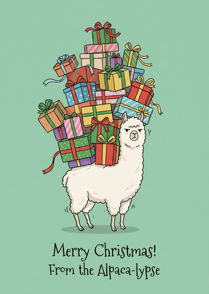 A cute and chaotic Christmas card, aspect ratio 1:1.4. A flu... - 1