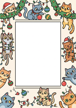 A vertical 1:1.4 printable Christmas photo frame illustrated... - 1