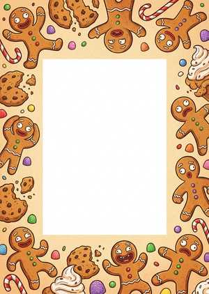 A printable Christmas photo frame illustration in a vertical... - 1