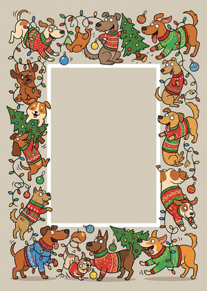 A vertical 1:1.4 printable Christmas photo frame illustrated... - 1
