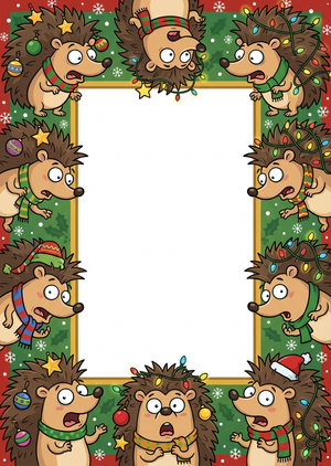 A vertical 1:1.4 printable Christmas photo frame illustrated... - 1