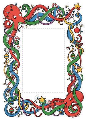 A vertical 1:1.4 printable Christmas photo frame illustrated... - 1