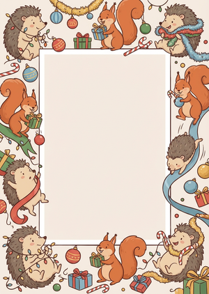 A vertical 1:1.4 printable Christmas frame illustrated in a ... - 1