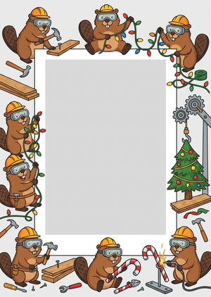 A vertical 1:1.4 printable Christmas photo frame illustrated... - 1
