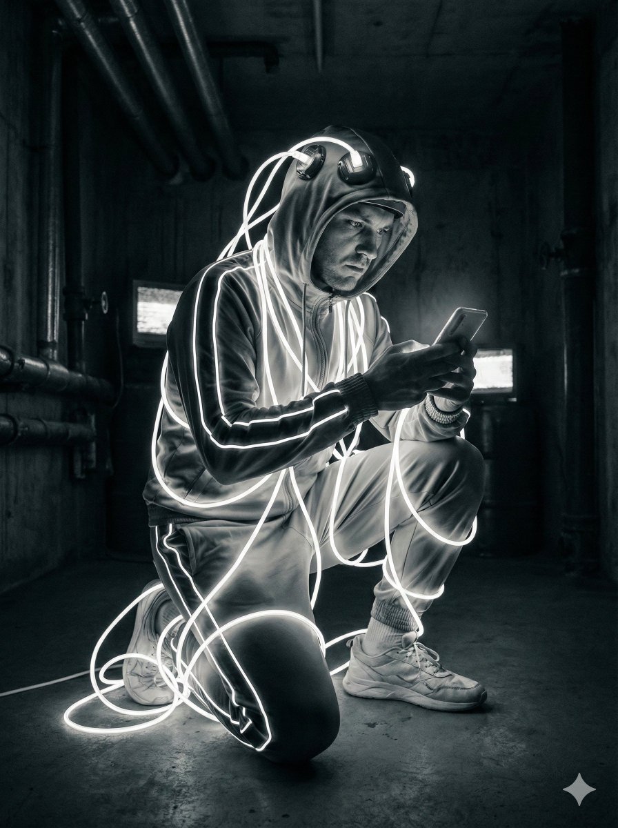 Cyberpunk Digital Dependence Portrait