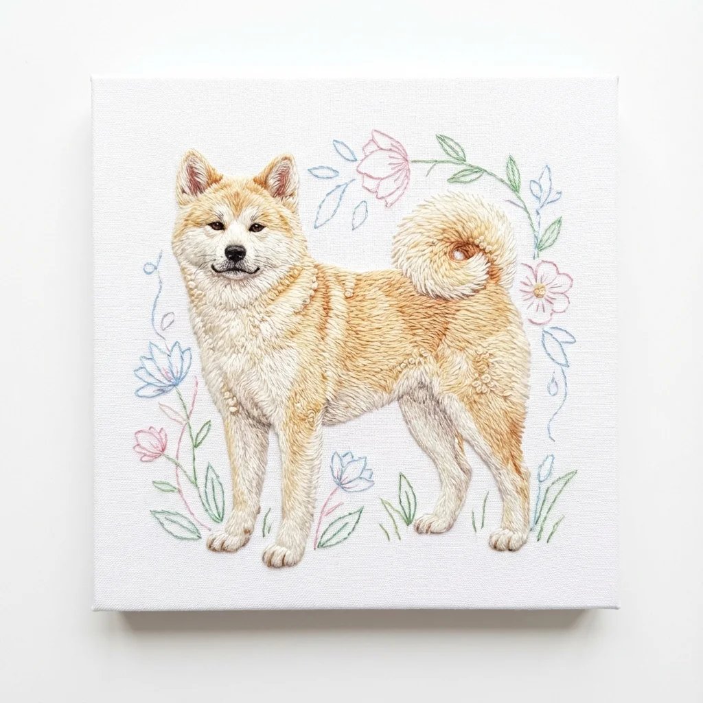 E-commerce Main Image - Akita Dog Embroidered Patch Design - 2