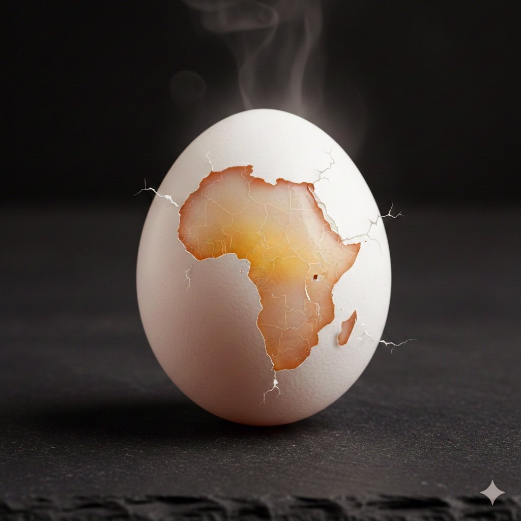 Photorealistic Egg with Map of Africa Crack
