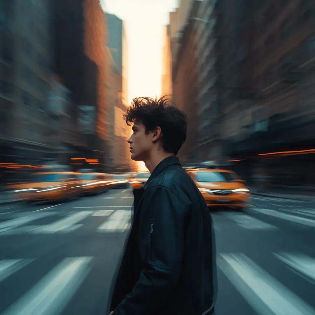 Motion Blur Portrait in NYC at Golden Hour