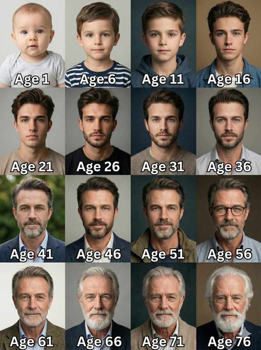 Age Progression Grid Prompt