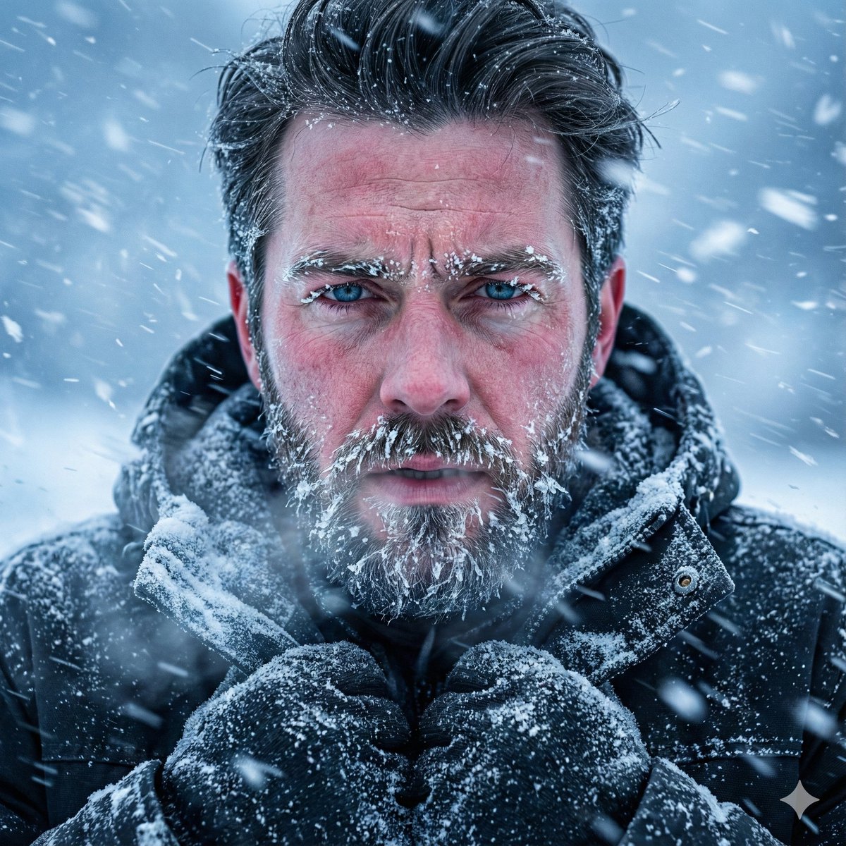 Structured Prompt for Ultra-Realistic Portrait of Man in Snowstorm