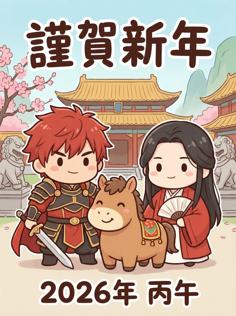 Chibi Character New Year's Card Design Prompt (2026)