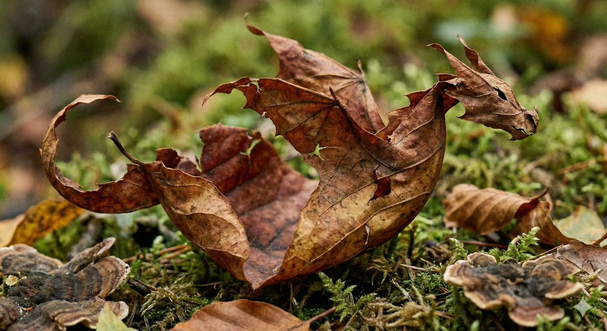 Photorealistic Leaf Shaped Like a Dragon