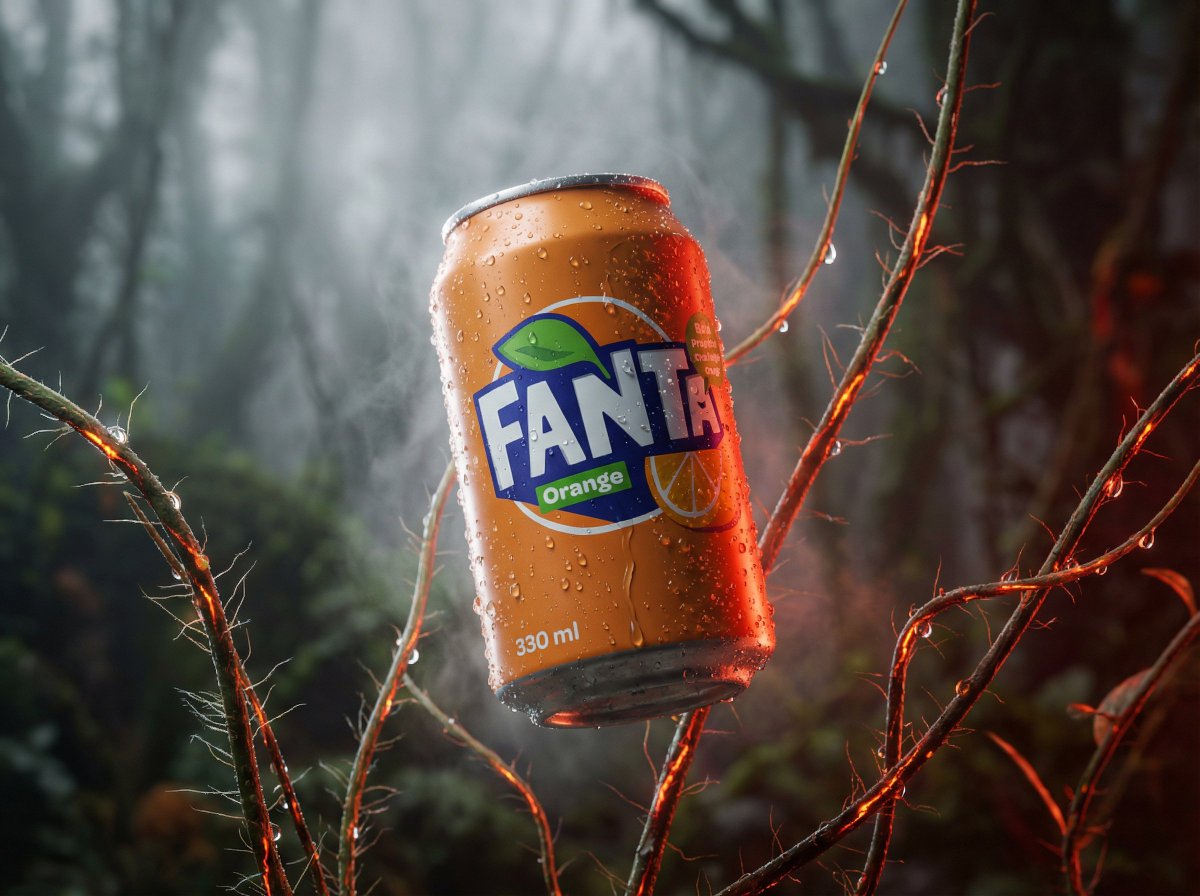 E-commerce Main Image - Surreal Product Shot Prompt: Purple Beverage Can with Organic Tendrils - 2