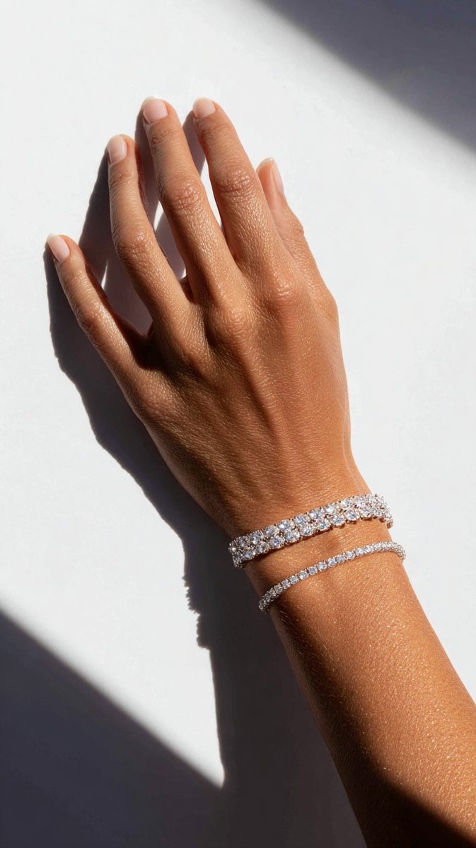 Hyper-realistic photo of a hand with diamond bracelets - Image 1