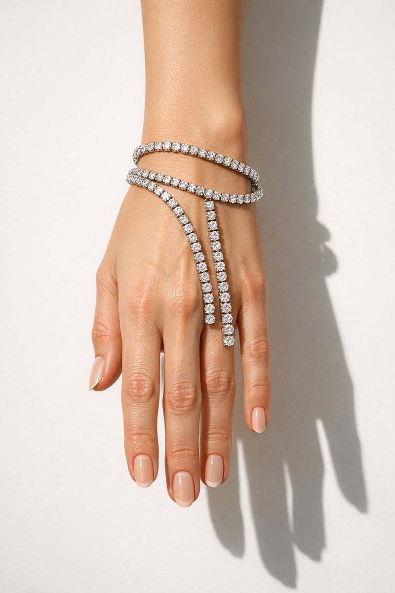 Hyper-realistic photo of a hand with diamond bracelets - Image 2