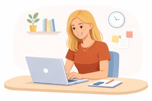 Flat vector illustration of a woman working