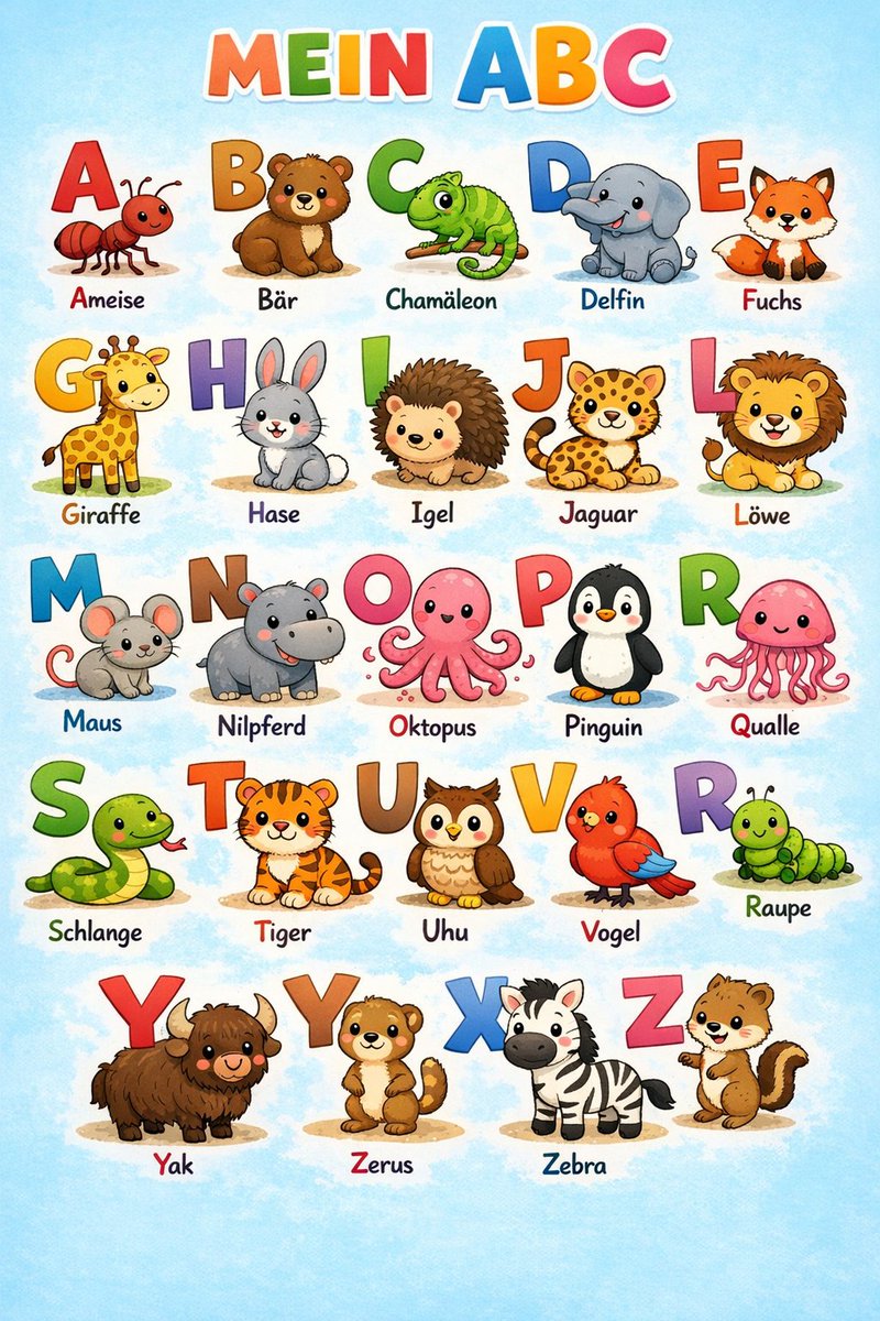 German alphabet poster for children - Image 1