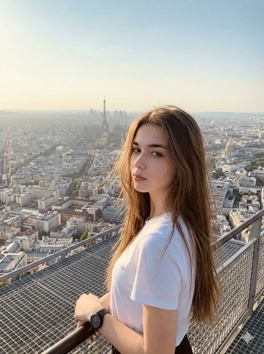 Cinematic Parisian Tower Portrait with Identity Preservation