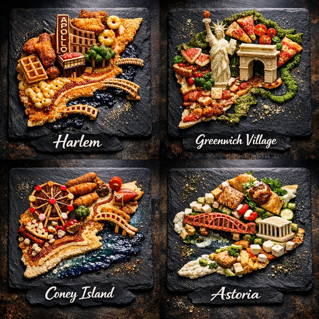 Extreme Food Art Grid of New York Neighborhoods - Image 2