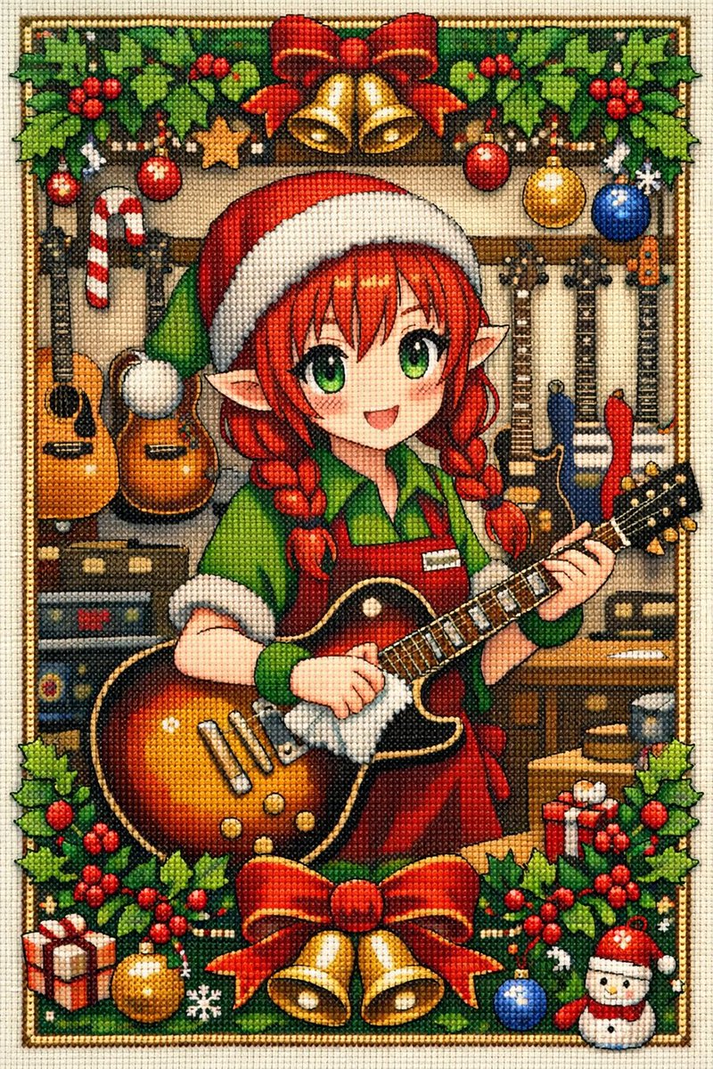 Anime Christmas Elf Cross-Stitch - Image 1