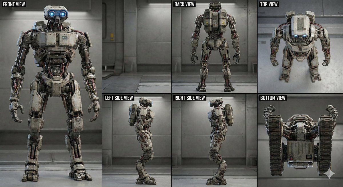 Technical Prompt for 3x2 Robot Character Matrix - Image 2