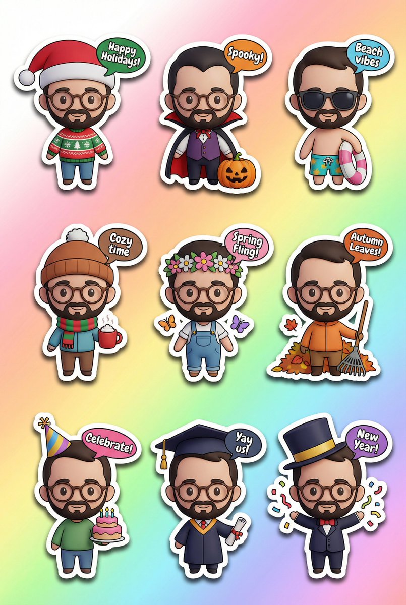3D Kawaii Seasonal Sticker Sheet - Image 1