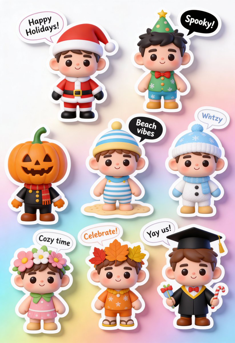 3D Kawaii Seasonal Sticker Sheet - Image 3