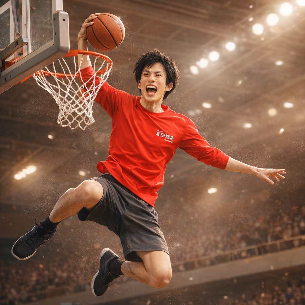 Dynamic Basketball Dunk Photo - Image 1
