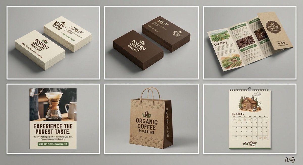 6-Panel Brand Identity Grid Mockup 2