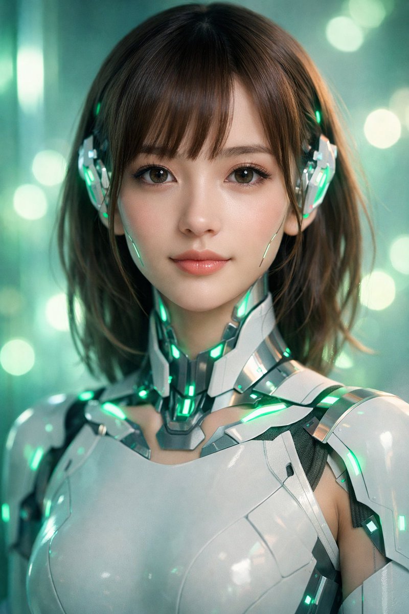 Game Asset - Neon Cyborg Girl Portrait Prompt - 2