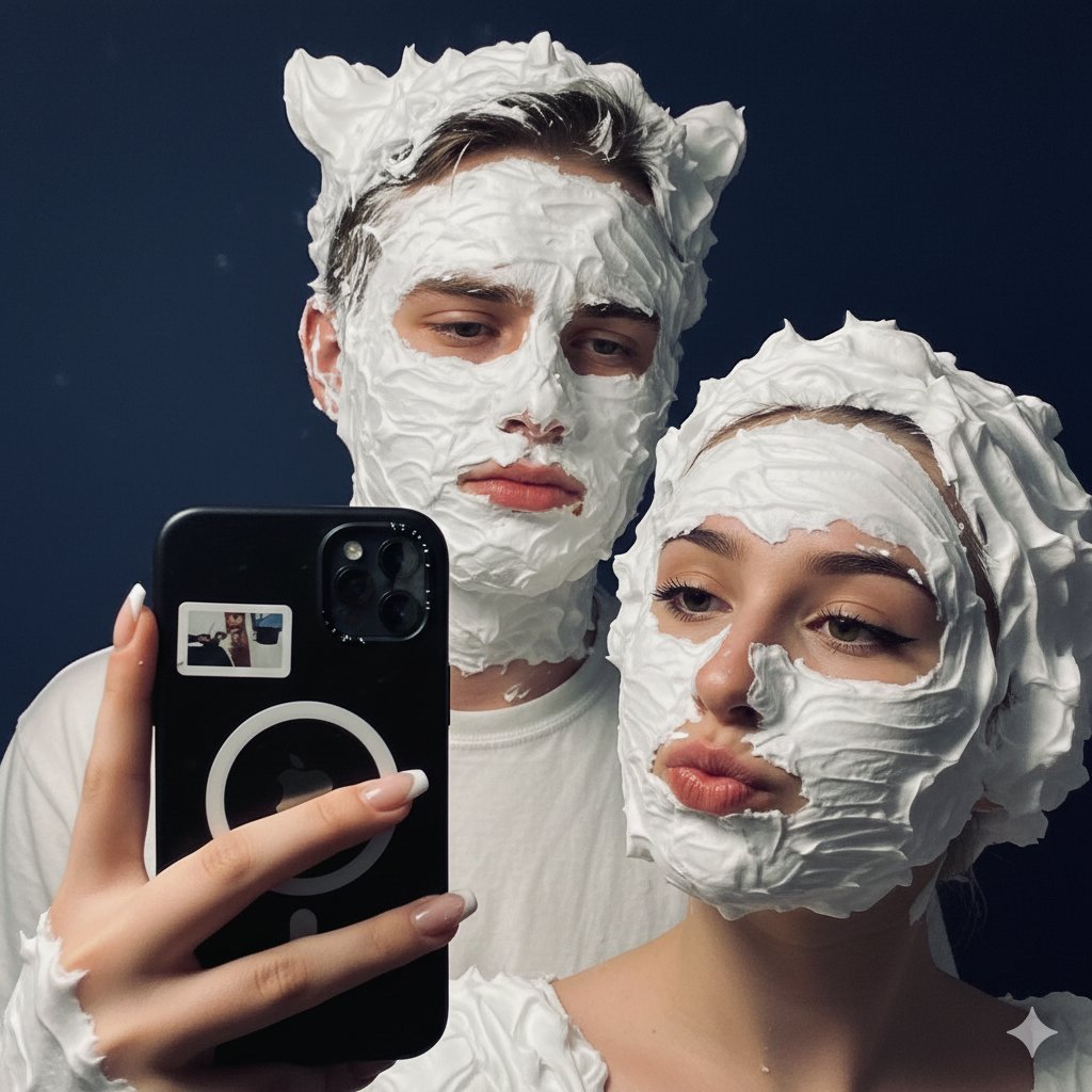 Playful Shaving Cream Mirror Selfie Prompt 2