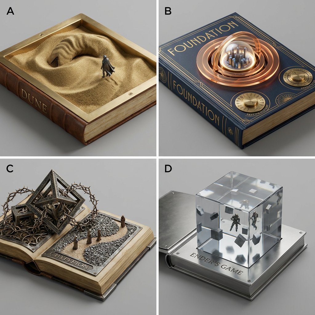 Sci-Fi Book Cover Diorama Grid Prompt