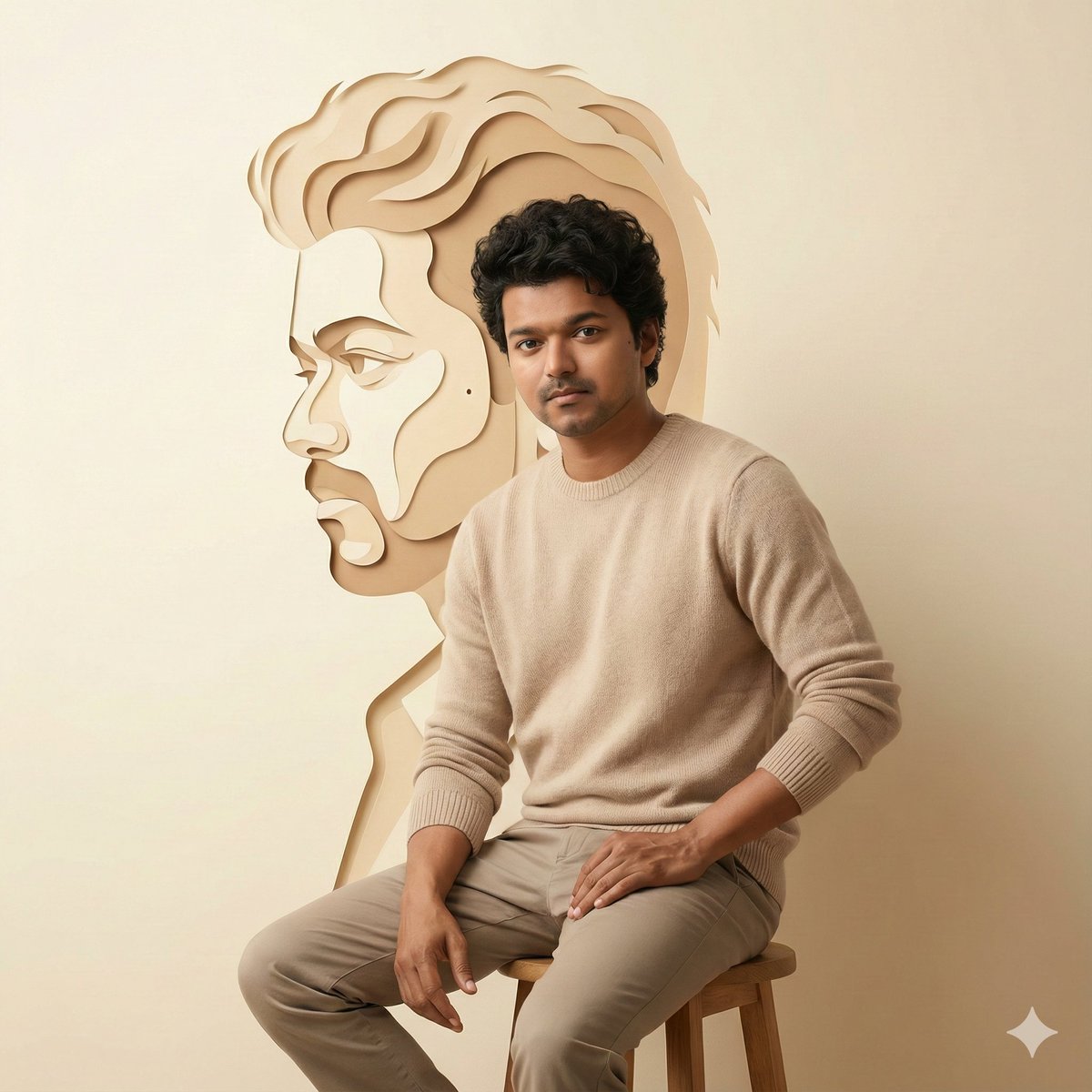 Minimalist Cinematic Portrait with Paper-Cut Art