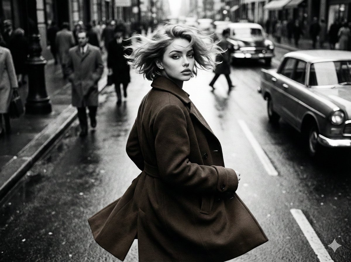 Black and White Cinematic Street Fashion