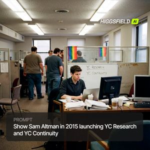 Historical Event Image Generation: Sam Altman Launching YC Research and Continuity