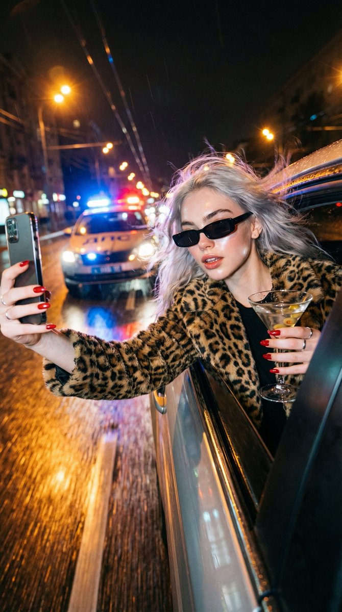 Ultra-Realistic Cinematic Night Street Selfie During a High-Speed Escape - Image 1