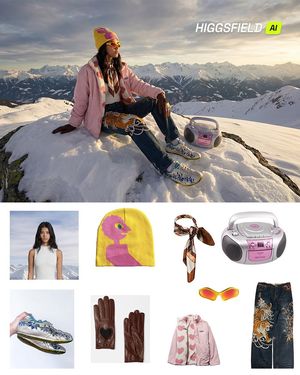 Cinematic Winter Fashion Portrait on a Mountain Peak