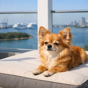 Structured Photorealistic Chihuahua on Balcony