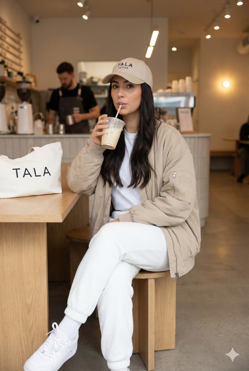 Product Marketing - Athleisure Lifestyle Cafe Portrait Prompt - 1