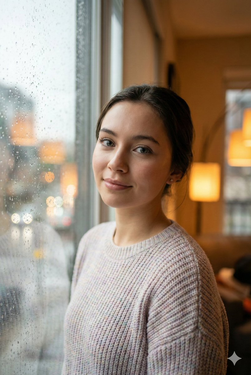 Cozy Realism Rainy Day Portrait Prompt