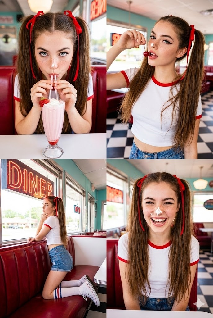 Product Marketing - 2x2 Grid Retro Diner Photoshoot Prompt - 1
