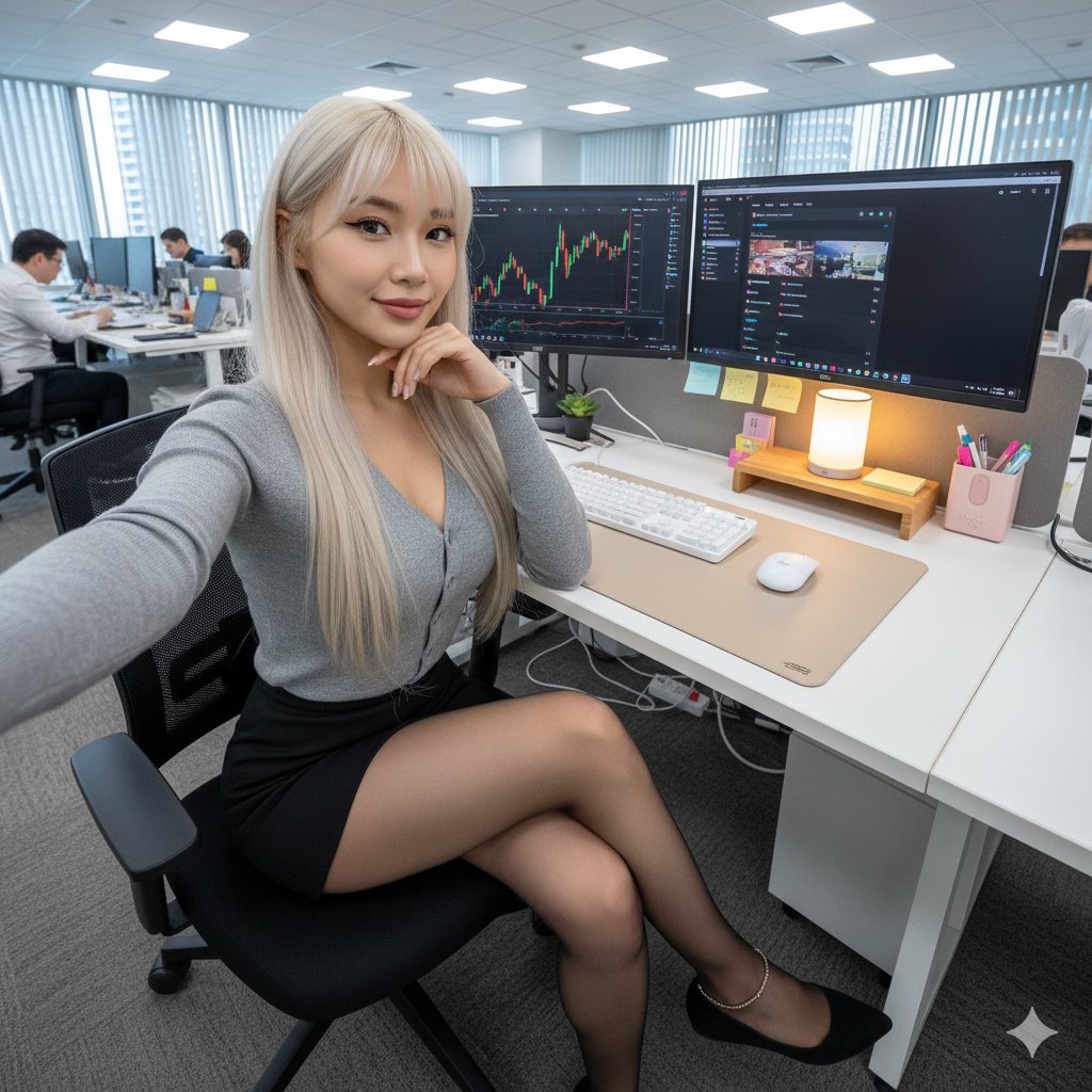 Corporate Office Trading Floor Selfie Prompt 2